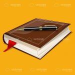 Illustrated Book and Pen on an Orange Background
